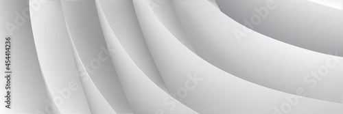 Abstract background of curved volumetric paper sheets in white colors