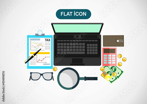 pay tax taxes money icon income taxation currency calculating photo