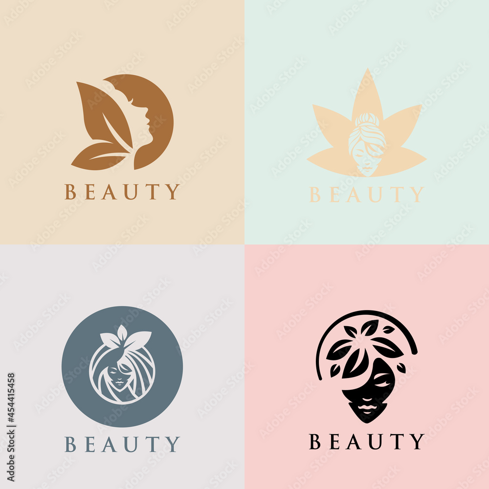 Beauty logo. Beauty woman fashion logo. Vector abstract logo set for beauty salon, massage, magazine, cosmetic and spa. Beauty logo. Beauty woman fashion logo. Vector abstract logo set for beauty salon, massage, magazine, cosmetic and spa.