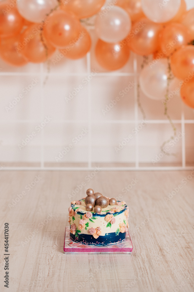 Digital background for first birthday cake smash shoot in studio with cake Digital background for first birthday cake smash shoot in studio with cake