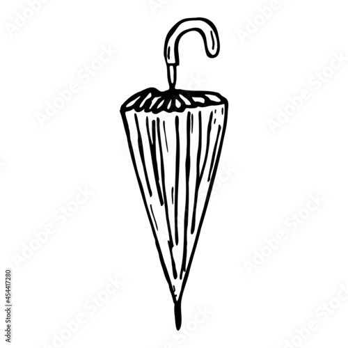 Umbrella hand drawn vector doodle illustration. Cartoon umbrella. Isolated on white background. Hand drawn simple element