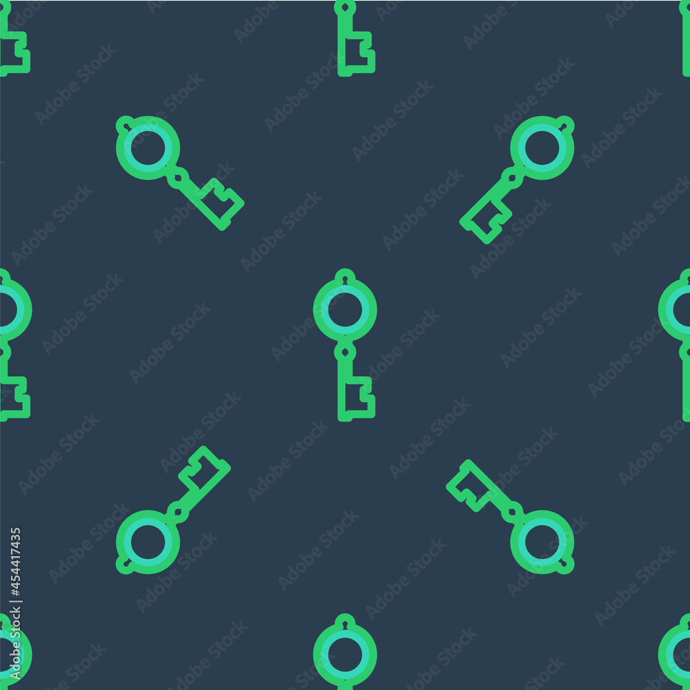 Line Old key icon isolated seamless pattern on blue background. Vector Line Old key icon isolated seamless pattern on blue background. Vector