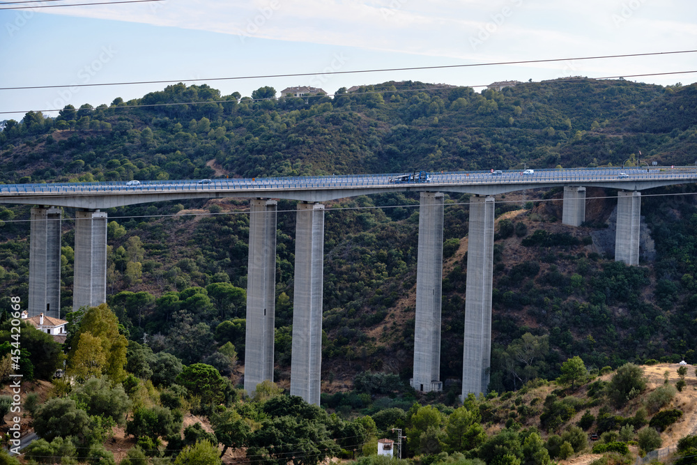 Viaduct over Rio Verde in Marbella with the Mediterranean Sea in the background Viaduct over Rio Verde in Marbella with the Mediterranean Sea in the background