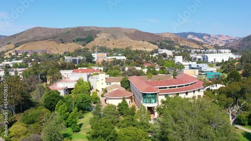 Nice aerial shot over the Cal Poly San Luis Obispo SLO college university campus in San Luis Obispo, California. photo