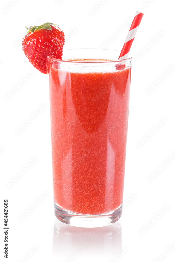 Strawberry smoothie fruit juice drink in a glass isolated on white Strawberry smoothie fruit juice drink in a glass isolated on white