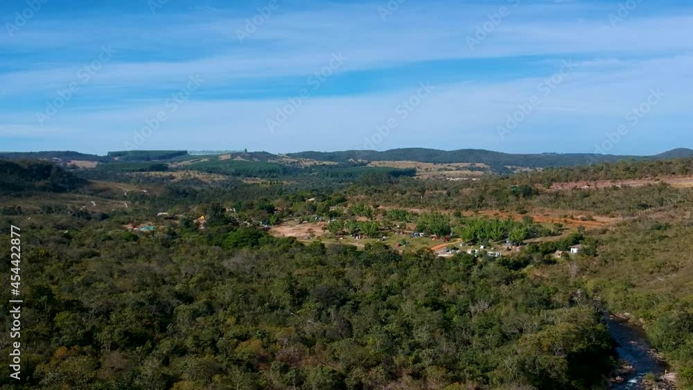 Aerial view of a camping site, Salto de Corumbá, Goiás, Brazil Aerial view of a camping site, Salto de Corumbá, Goiás, Brazil
