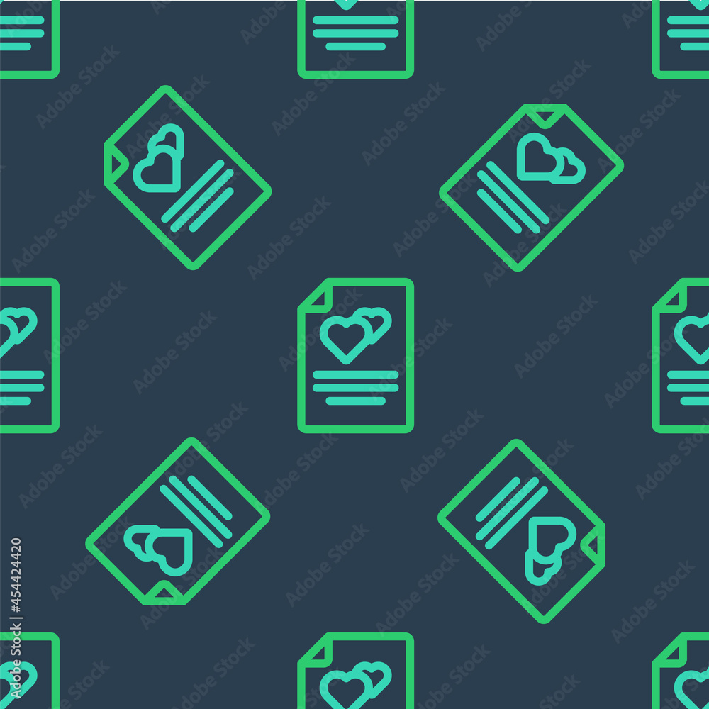 Line Greeting card icon isolated seamless pattern on blue background. Celebration poster template for invitation or greeting card. Vector Line Greeting card icon isolated seamless pattern on blue background. Celebration poster template for invitation or greeting card. Vector