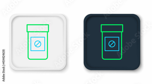 Line Sports doping, anabolic drugs icon isolated on white background. Anabolic steroids tablet. Pills in jar. Colorful outline concept. Vector