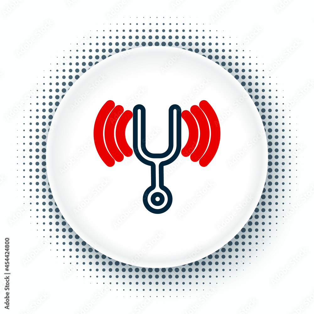 Line Musical tuning fork for tuning musical instruments icon isolated on white background. Colorful outline concept. Vector Line Musical tuning fork for tuning musical instruments icon isolated on white background. Colorful outline concept. Vector