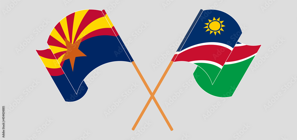 Crossed and waving flags of the State of Arizona and Namibia
