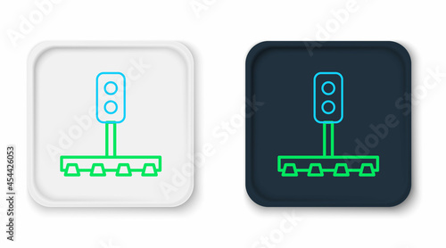Line Train traffic light icon isolated on white background. Traffic lights for the railway to regulate the movement of trains. Colorful outline concept. Vector