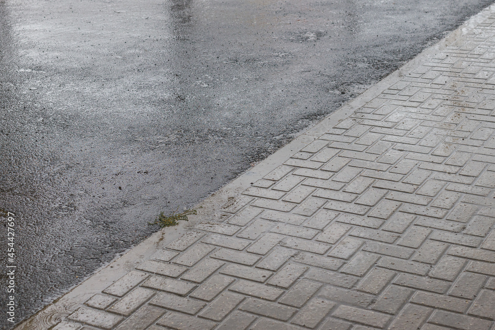 wet tile and road. weather