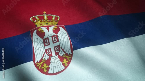 A closeup shot of flatting flag of serbia photo
