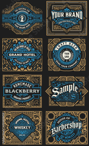 Set of 8 labels. Western style