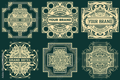 Set of 6 labels. Western style