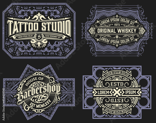 Set of 4 vintage labels for packing