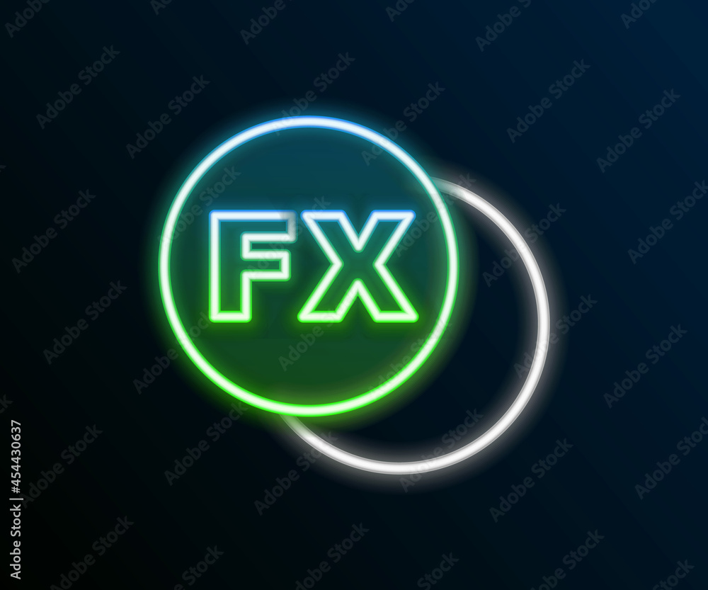 Glowing neon line Photo camera fx icon isolated on black background. Foto camera. Digital photography. Colorful outline concept. Vector Glowing neon line Photo camera fx icon isolated on black background. Foto camera. Digital photography. Colorful outline concept. Vector