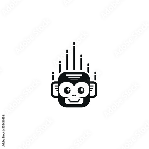 cute monkey face box icon