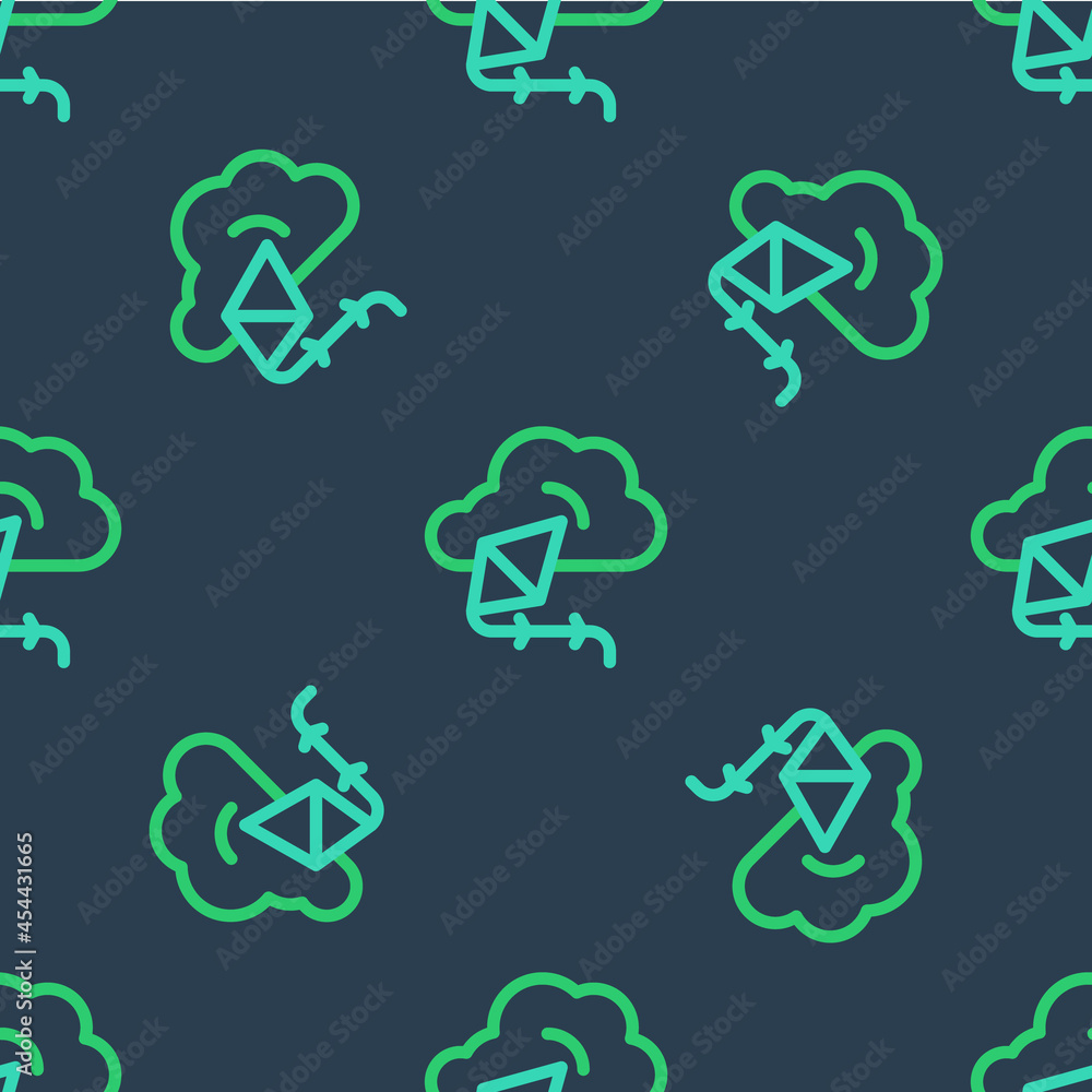 Line Kite icon isolated seamless pattern on blue background. Vector Line Kite icon isolated seamless pattern on blue background. Vector