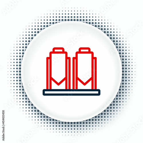 Line Traditional brewing vessels in brewery icon isolated on white background. Beer brewing process. Distillery plant, brewery. Colorful outline concept. Vector