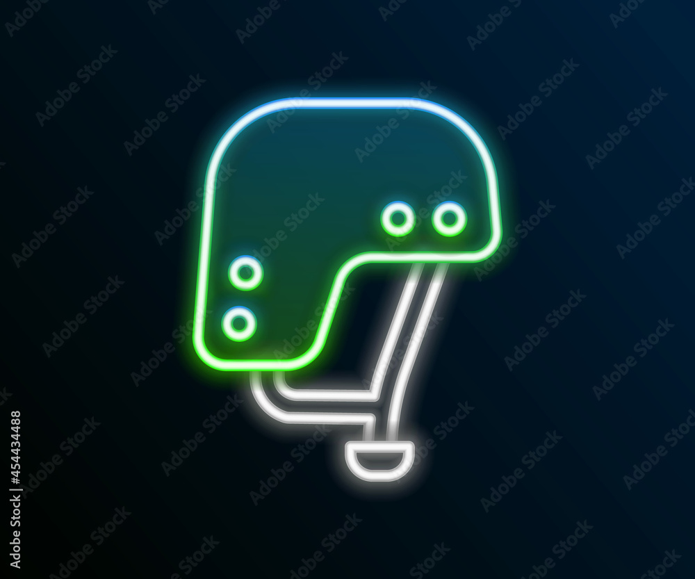 Glowing neon line Skateboard helmet icon isolated on black background. Extreme sport. Sport equipment. Colorful outline concept. Vector Glowing neon line Skateboard helmet icon isolated on black background. Extreme sport. Sport equipment. Colorful outline concept. Vector