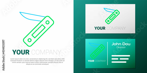 Line Swiss army knife icon isolated on white background. Multi-tool, multipurpose penknife. Multifunctional tool. Colorful outline concept. Vector