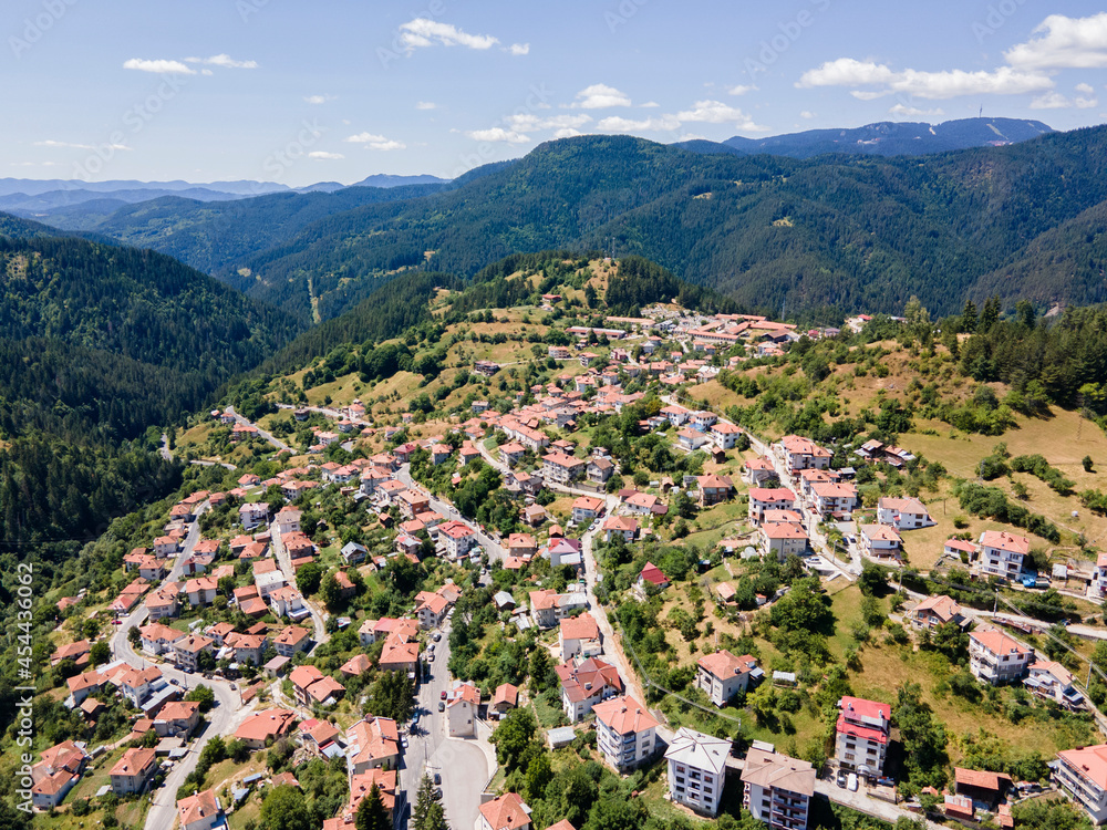 Aerial view of village of Momchilovtsi, Bulgaria