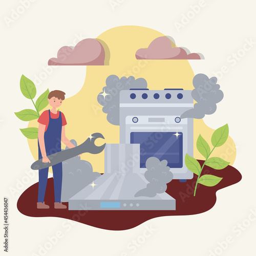 technician repairing appliances