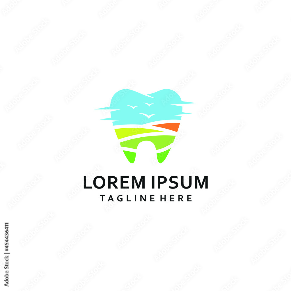 Fototapeta premium Tooth Teeth Dental Inspiration Logo Design Beauty Beach 