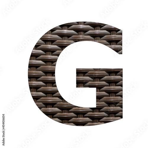 Uppercase letter G - Synthetic rattan background