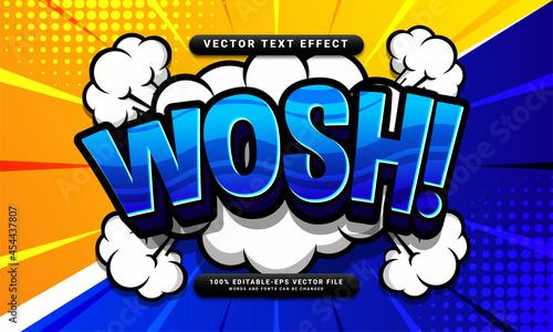 Comic wosh editable text effect suitable for cartoon style concept photo