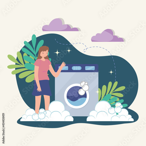 housewife with broken appliance