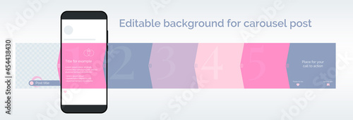Editable template for carousel post in social network. Design background for social media. Vector illustration