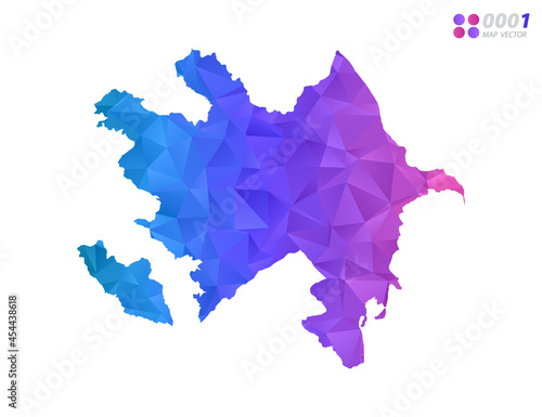 Vector Azerbaijan map colorful polygon triangle mosaic with white background. style gradient.