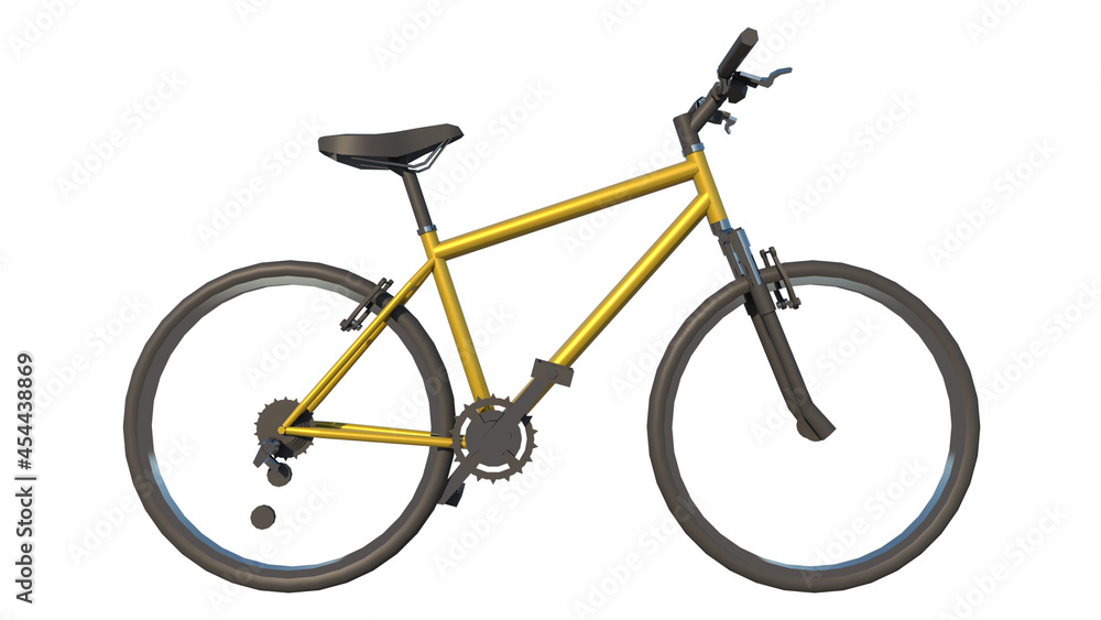 Fototapeta premium Bike 1 - Lateral view white background 3D Rendering Ilustracion 3D