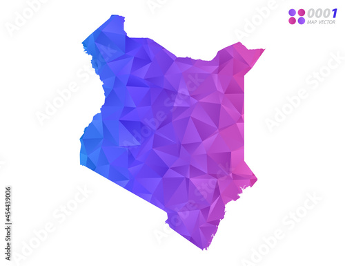 Vector Kenya map colorful polygon triangle mosaic with white background. style gradient.