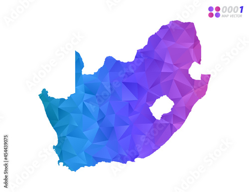 Vector South Africa map colorful polygon triangle mosaic with white background. style gradient.