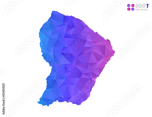 Vector French Guiana map colorful polygon triangle mosaic with white background. style gradient.