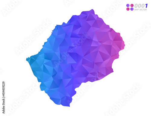 Vector Lesotho map colorful polygon triangle mosaic with white background. style gradient.