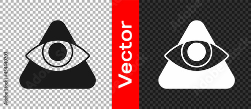 Black Masons symbol All-seeing eye of God icon isolated on transparent background. The eye of Providence in the triangle. Vector