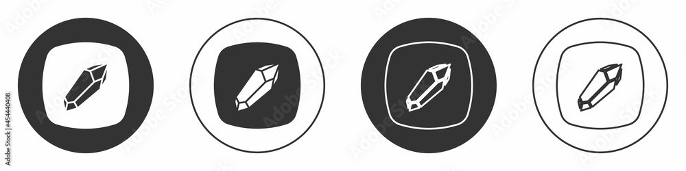 Black Magic stone icon isolated on white background. Fantasy crystal. Jewelry gem for game. Circle button. Vector Black Magic stone icon isolated on white background. Fantasy crystal. Jewelry gem for game. Circle button. Vector