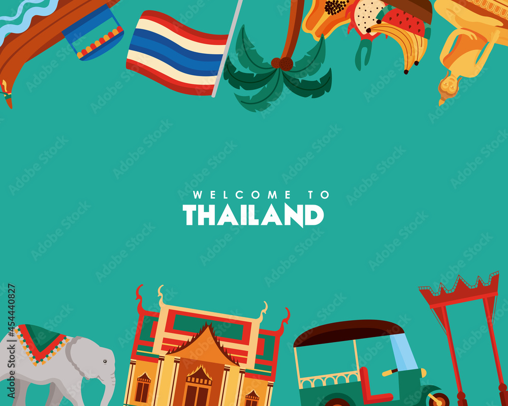 welcome to thailand banner - obrazy, fototapety, plakaty 