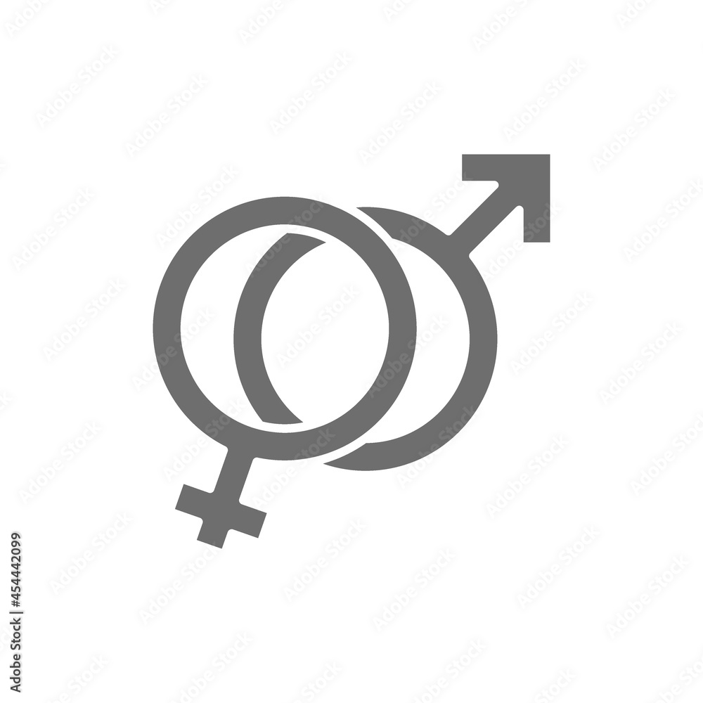 Female and male symbols, man and woman sign, gender grey icon. Female and male symbols, man and woman sign, gender grey icon.