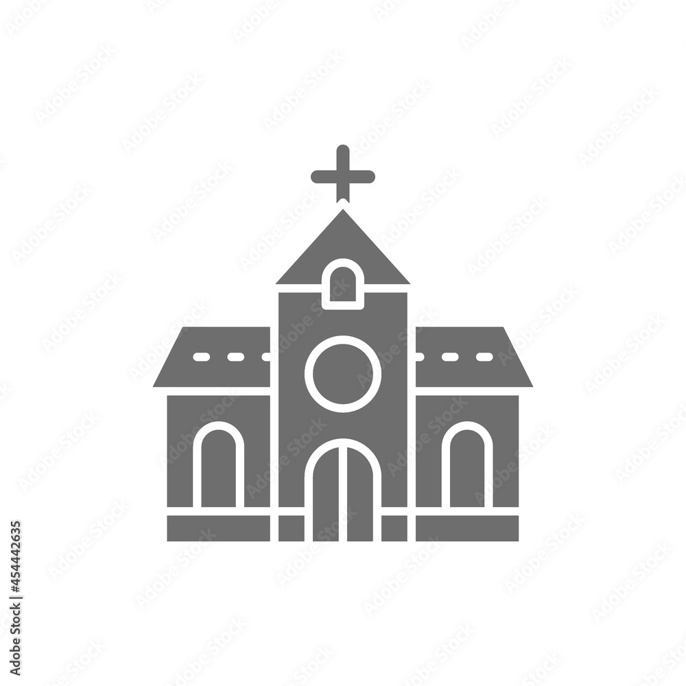 Church, chapel, temple grey icon. Isolated on white background