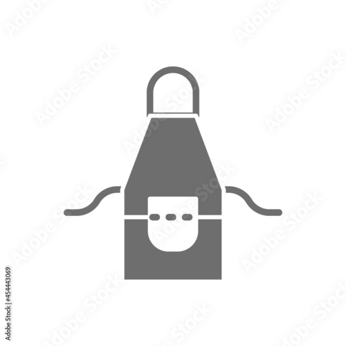 Barber apron, hairdresser grey icon. Isolated on white background