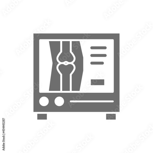 X-ray, medical examination grey icon. Isolated on white background