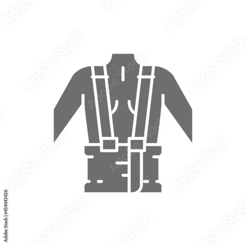 Orthopedic belt for back support grey icon.
