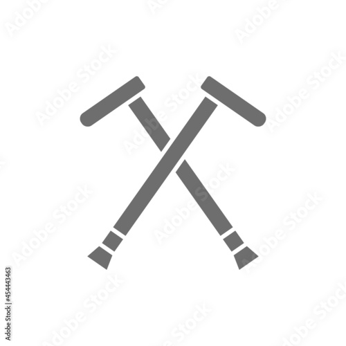 Crutches, walking sticks, crutch grey icon. Isolated on white background