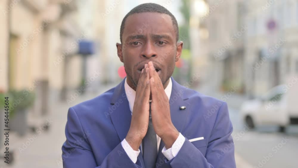 Outdoor African Businessman Feeling Shocked, Upset Outdoor African Businessman Feeling Shocked, Upset