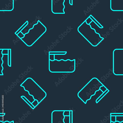 Green line Diving board or springboard icon isolated seamless pattern on blue background. Vector